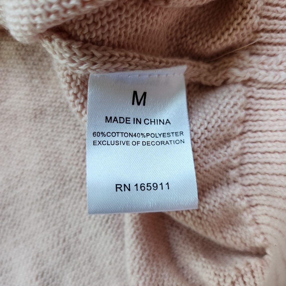 Grace + Karma Pink Fringe Sweater Womens Medium Long Sleeve Knit Nwt - Picture 6 of 9